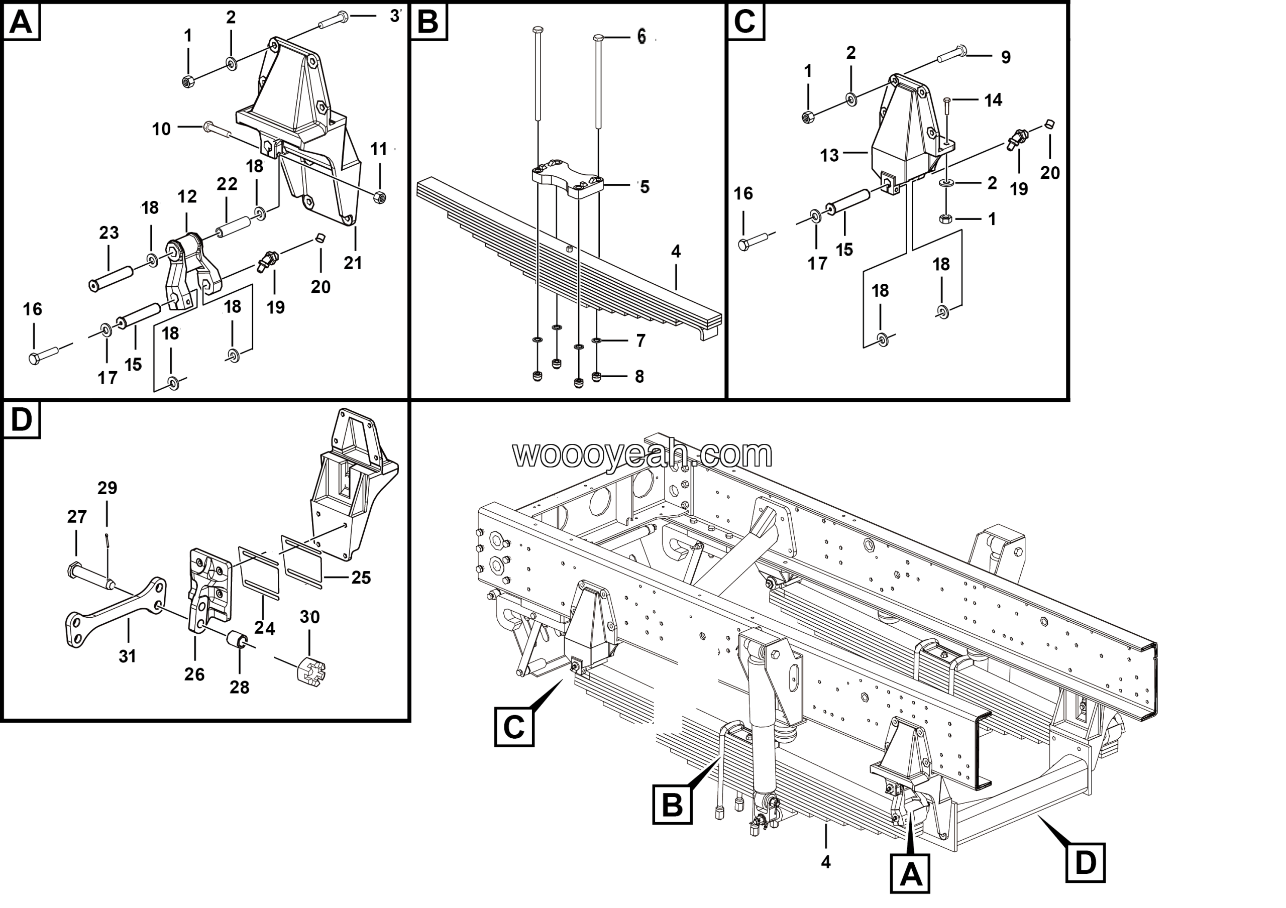 LGMG MT60M Mine Truck - Front leaf spring installation assy - G1200-2712011820