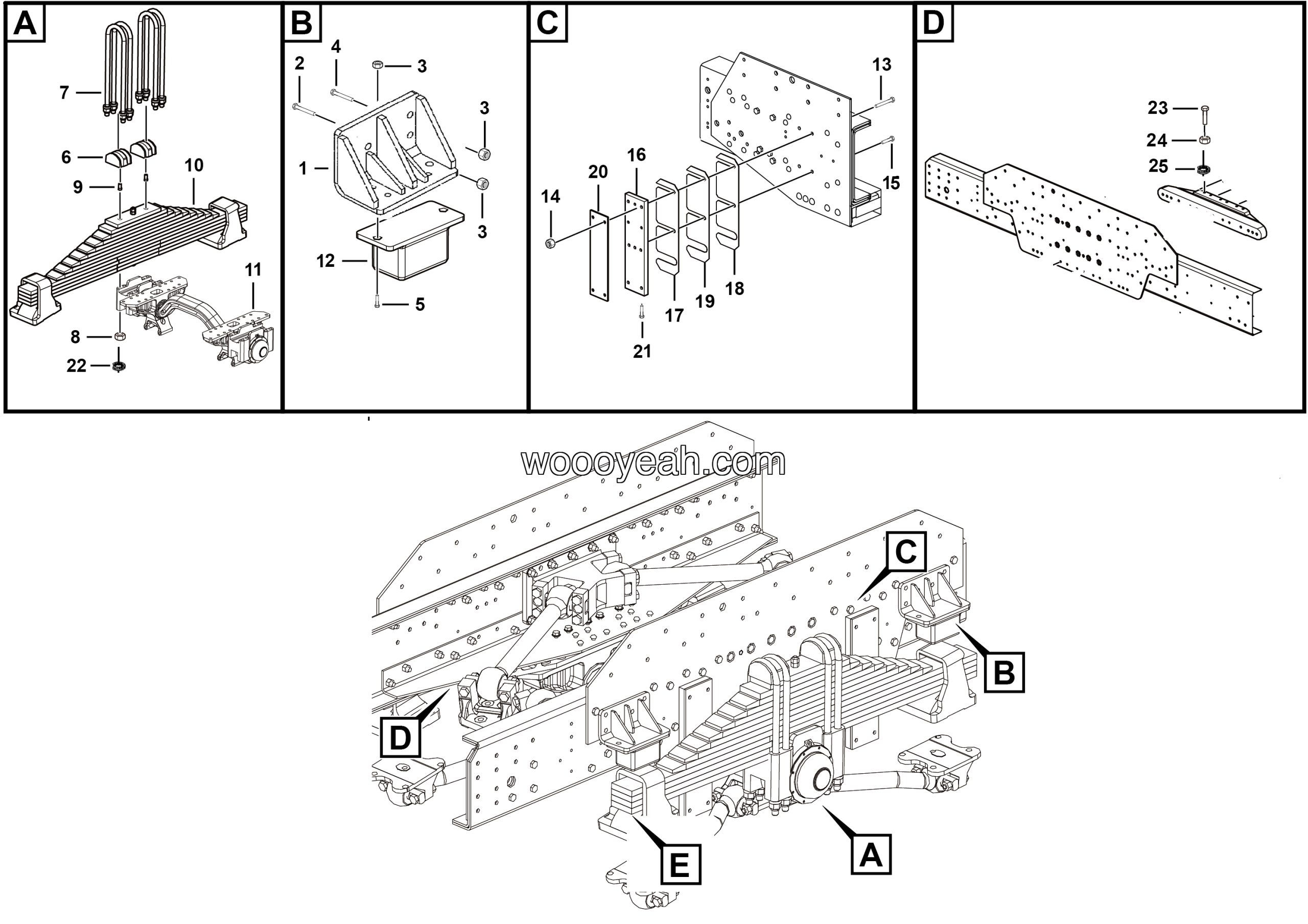 LGMG Off-Highway Dump Truck 2022 - Rear leaf spring installation assy - G1200-2712011822.S1C