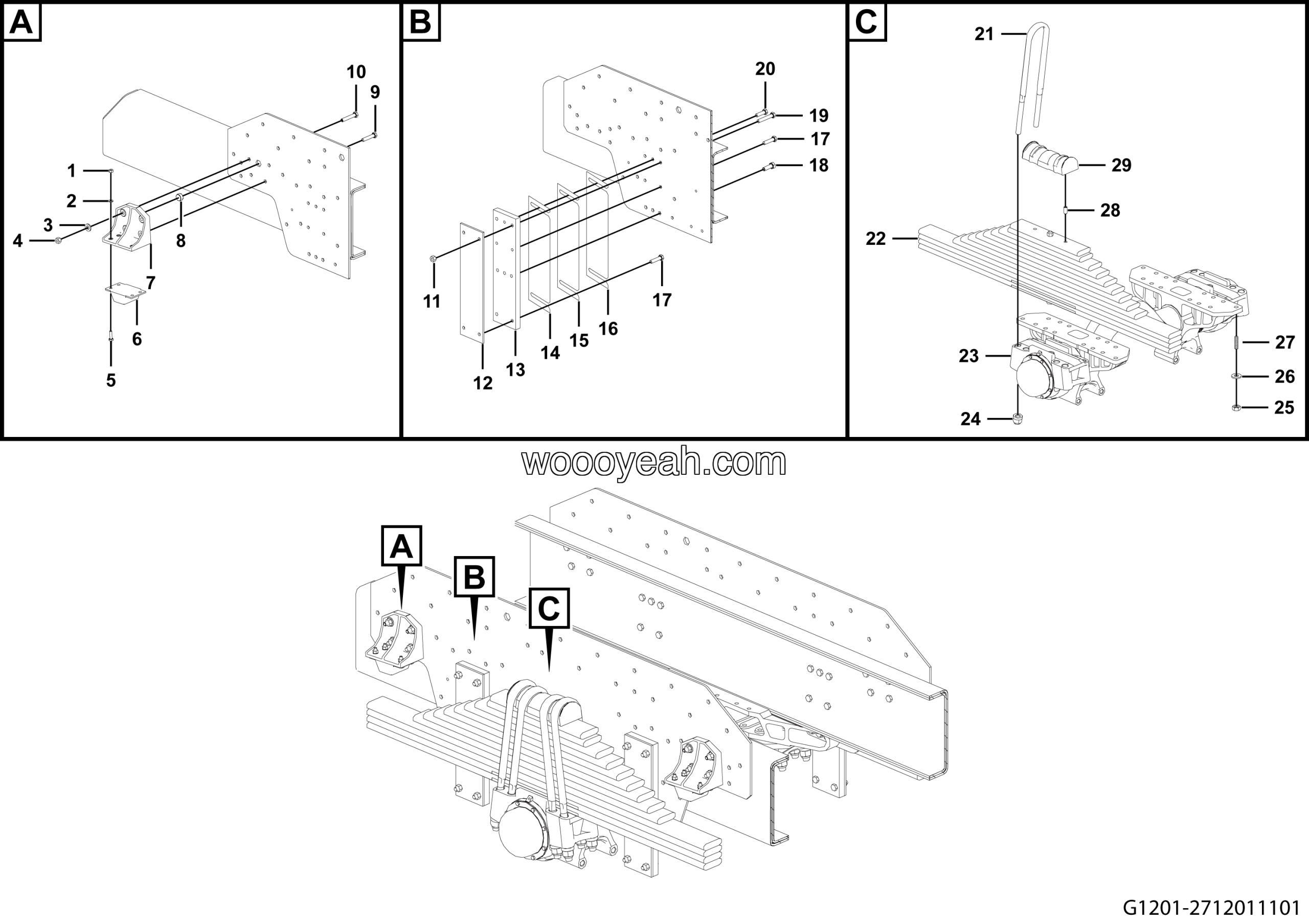 LGMG MT50 Mine Truck - Rear suspension assy - G1201-2712011101