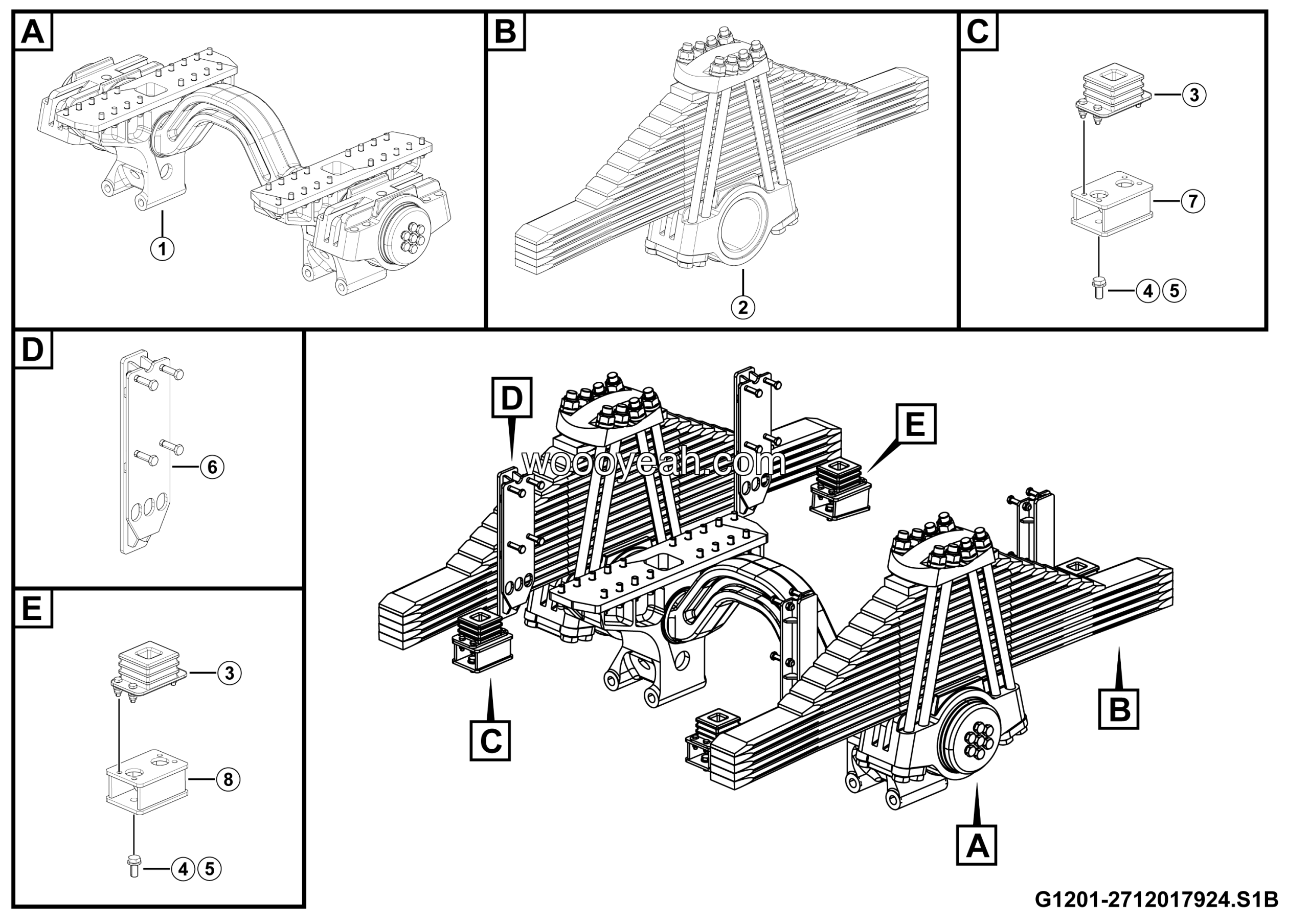 LGMG Mine Truck 2026 - Rear leaf spring installation - G1201-2712017924.S1B