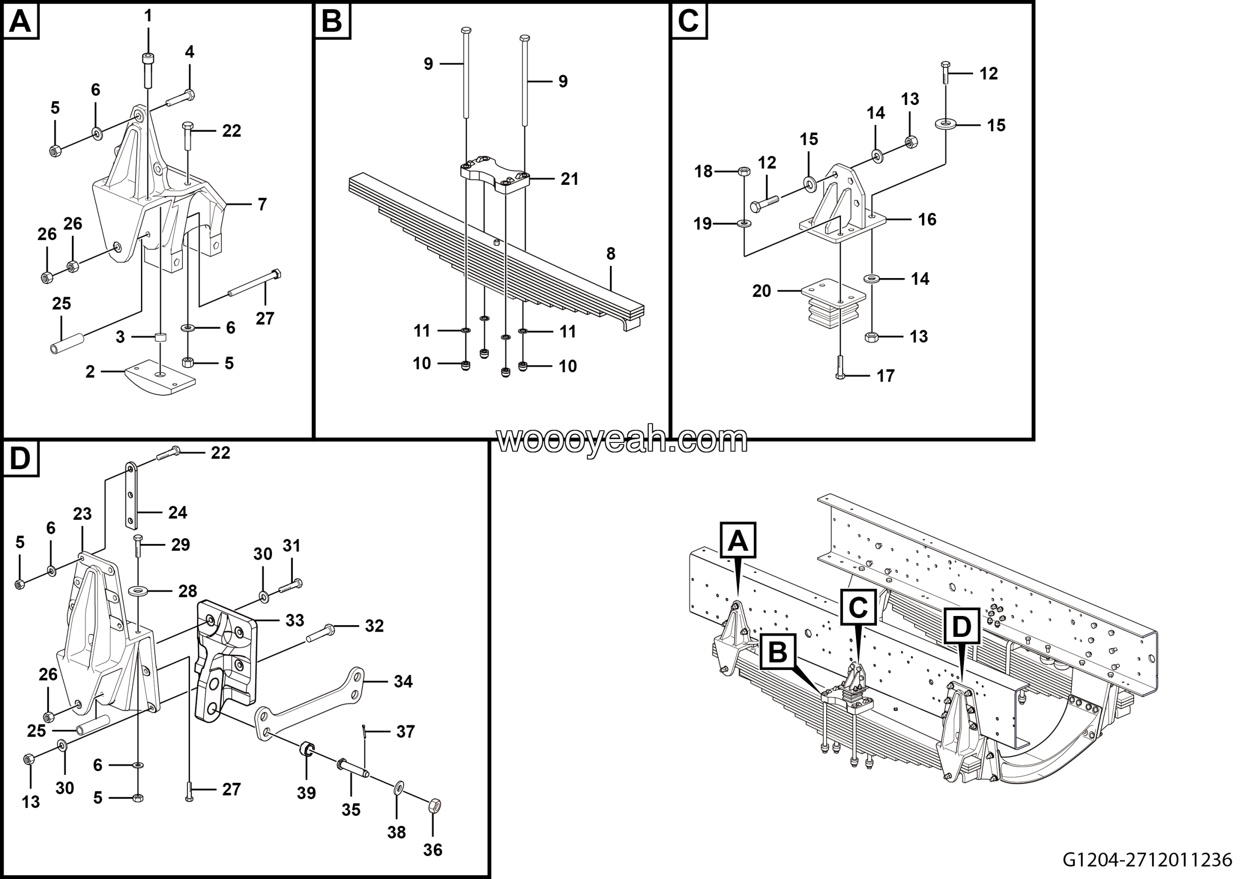 LGMG MT86D Mine Truck - Front leaf spring installation assy - G1204-2712011236