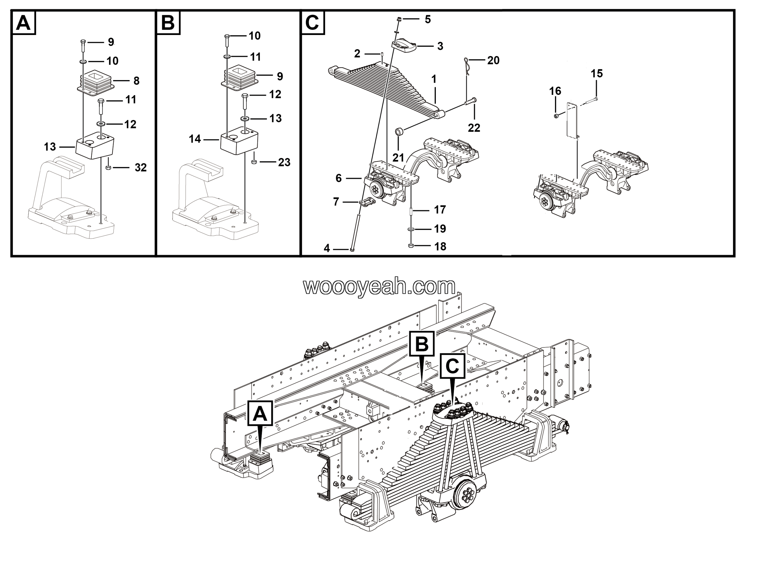 LGMG Off-Highway Dump Truck 2022 - Rear leaf spring installation assy - G1212-2712011415