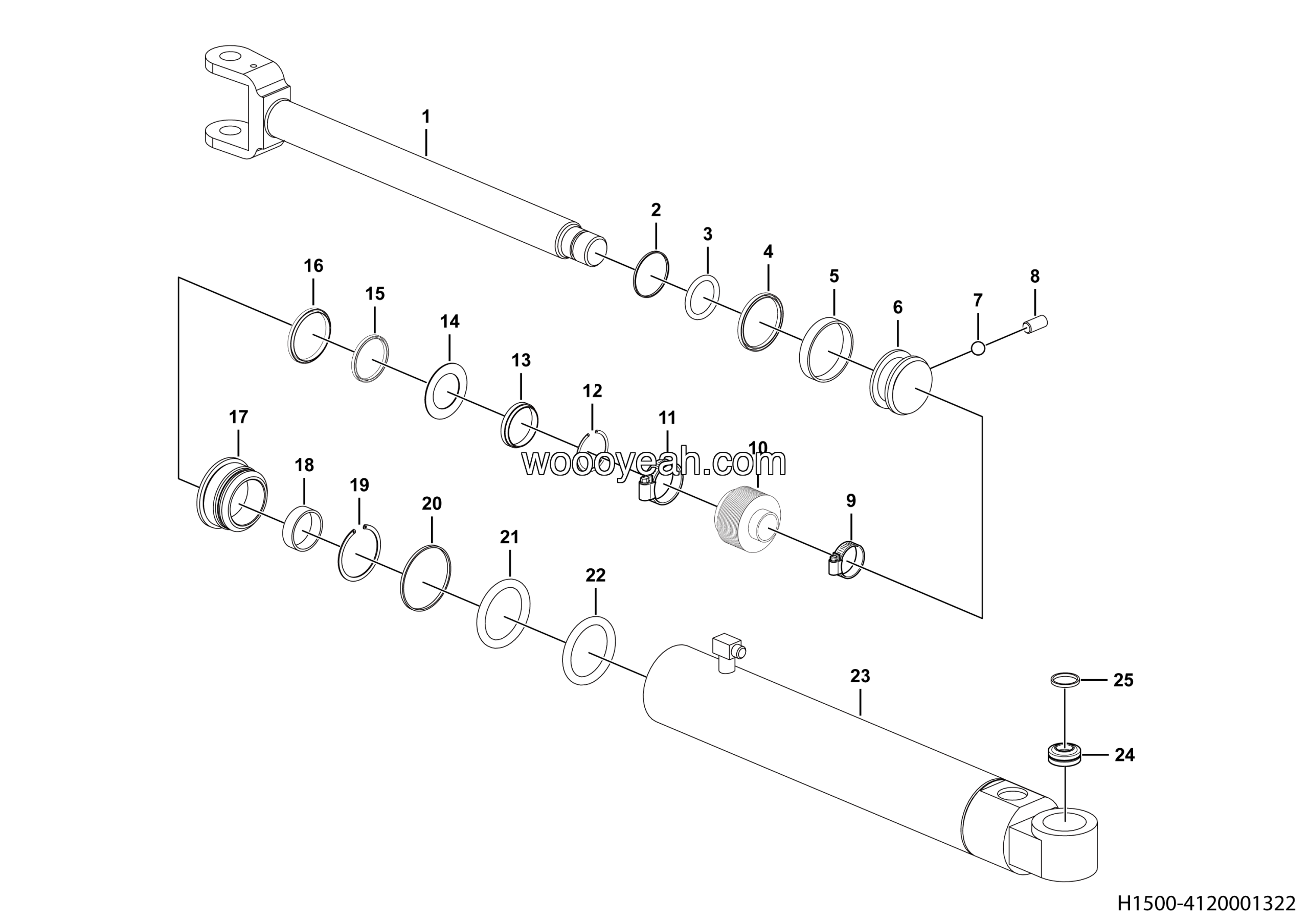 LGMG MT76 Mine Truck - Steering cylinder hsgl-70*40*395-680 - H1500-4120001322