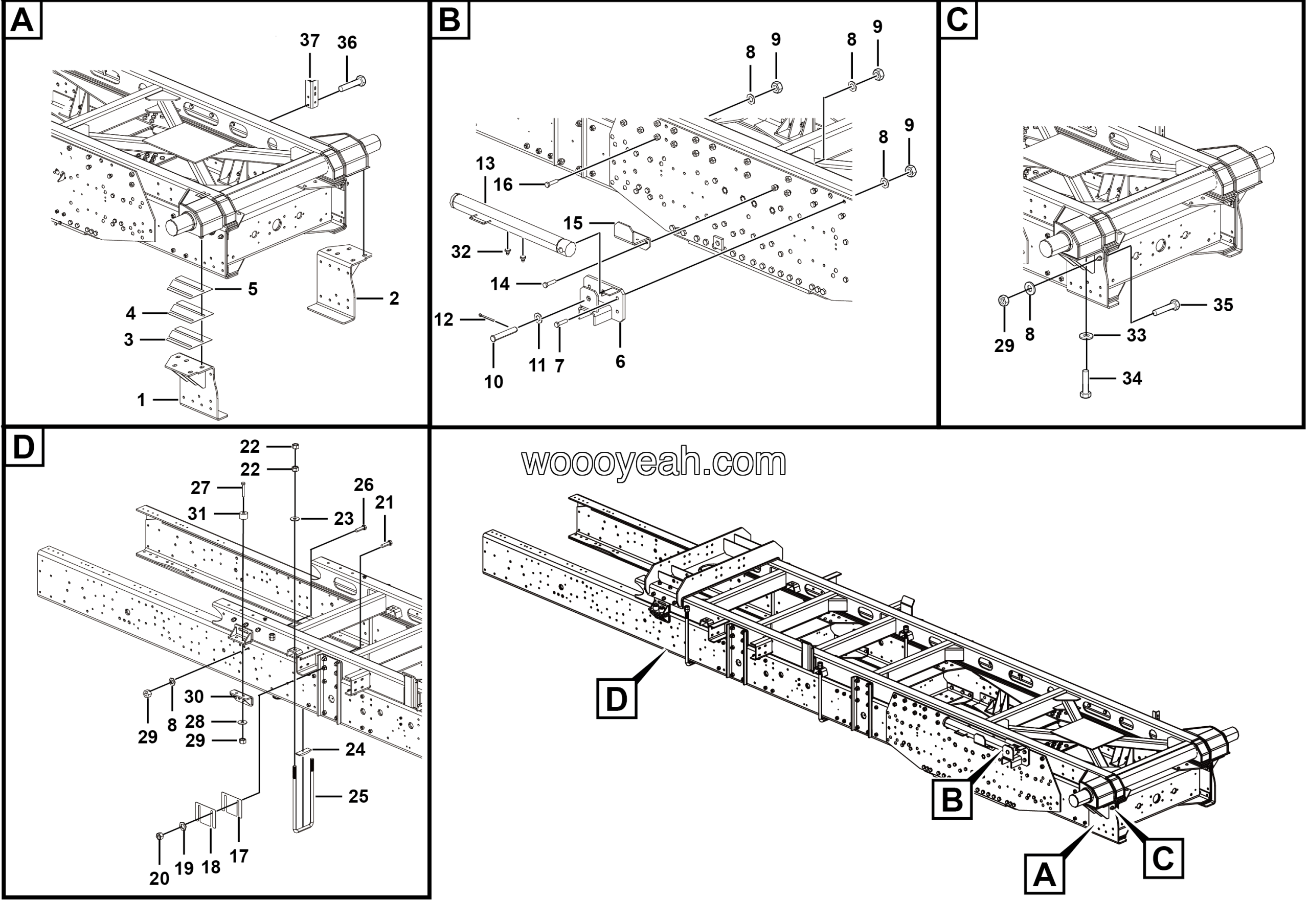 LGMG Off-Highway Dump Truck 2021 - Main & sub frame connecting assy - I1500-2740010437