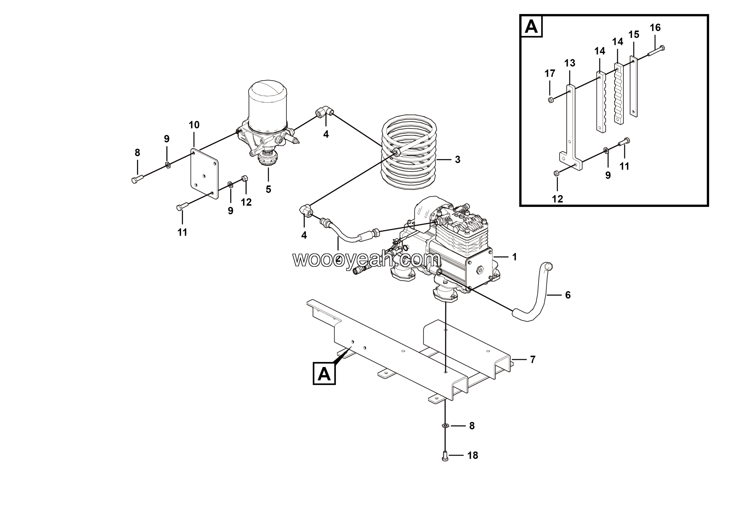 LGMG Off-Highway Dump Truck 2023 - ASM-Installation assy of air compressor - J1001-2710012052