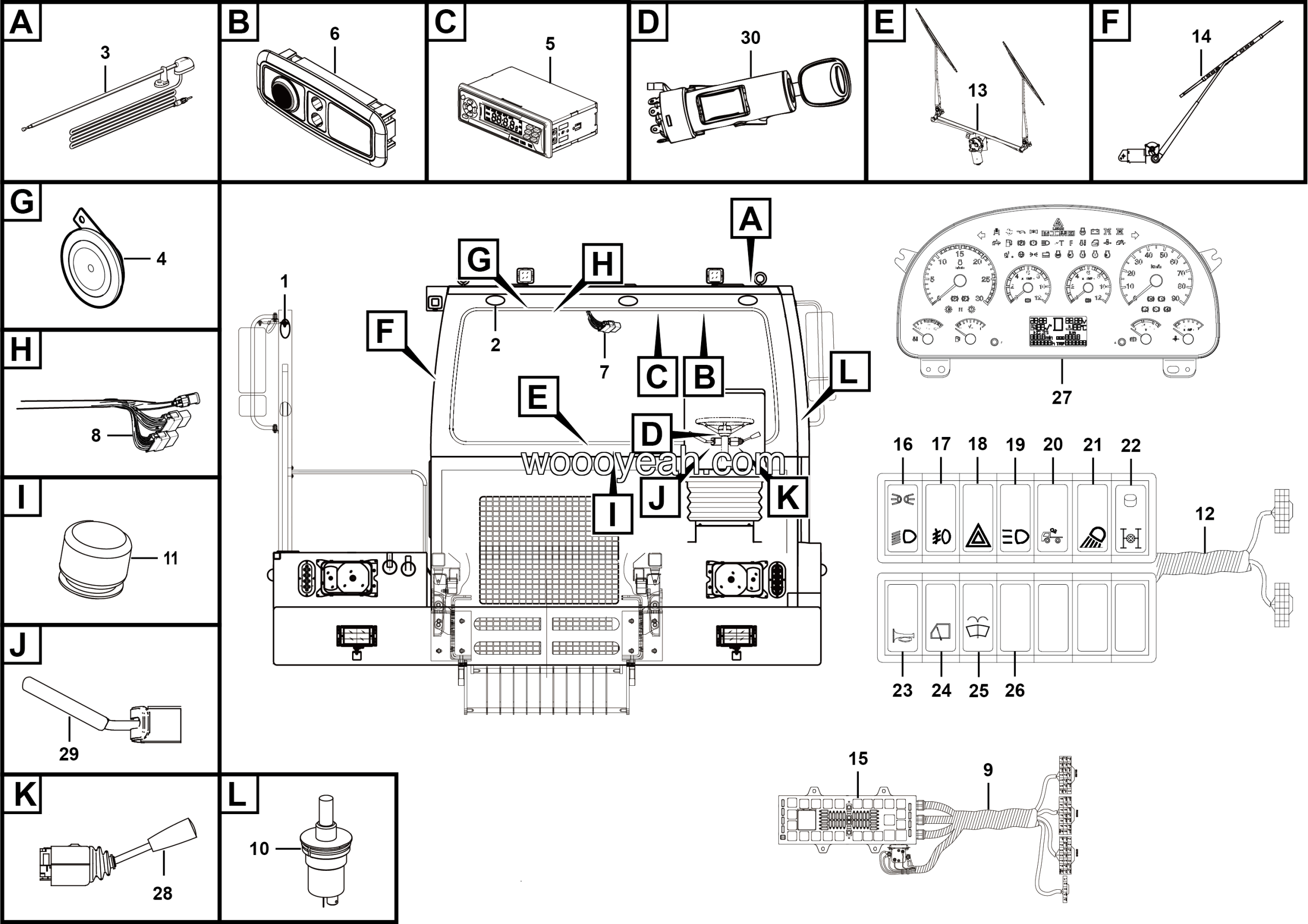 LGMG Off-Highway Dump Truck 2022 - Cab electrical system assy - K1301-2713011755