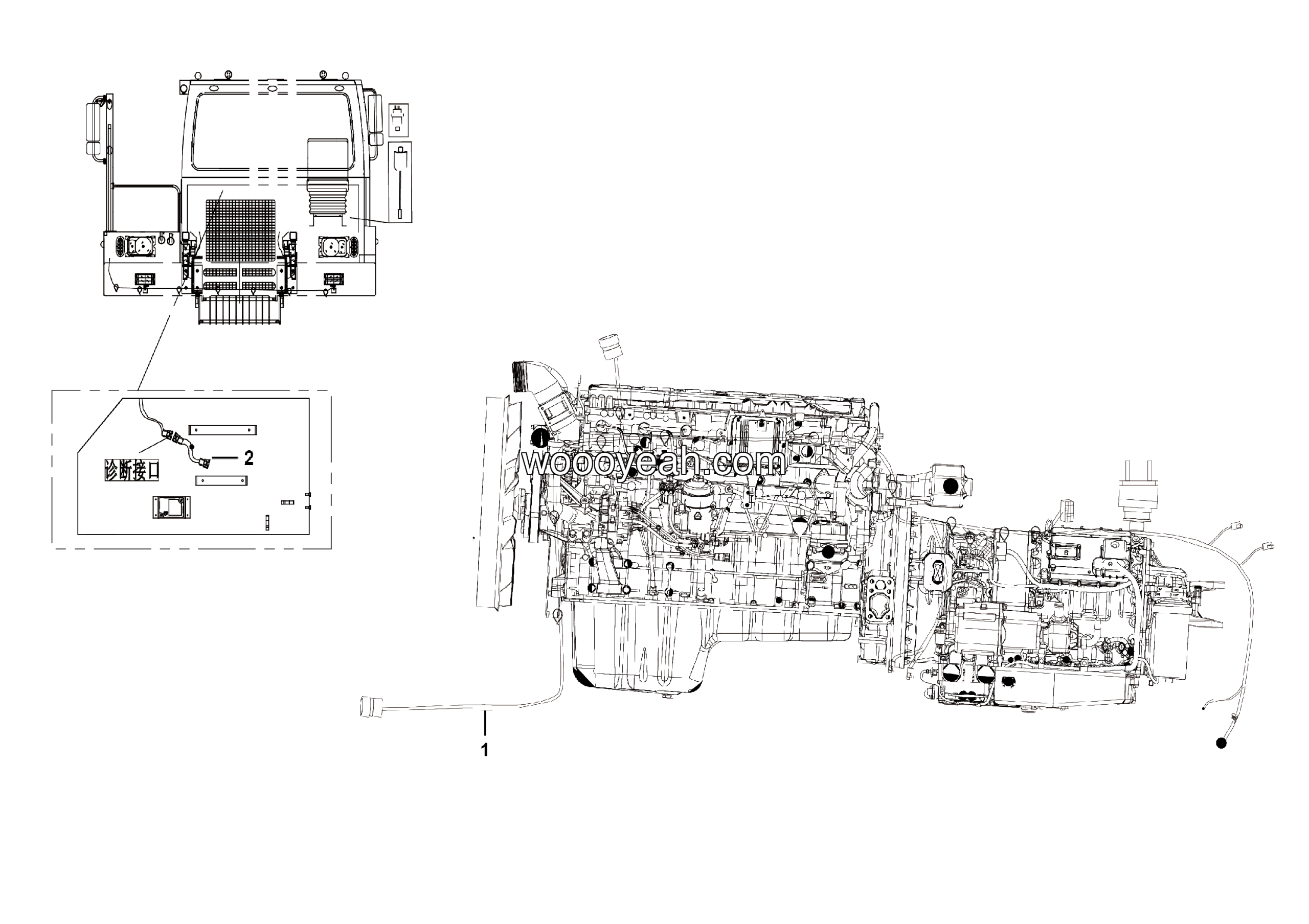 LGMG MT95H Mine Truck - Engine electric system assy - K3400-2734010130