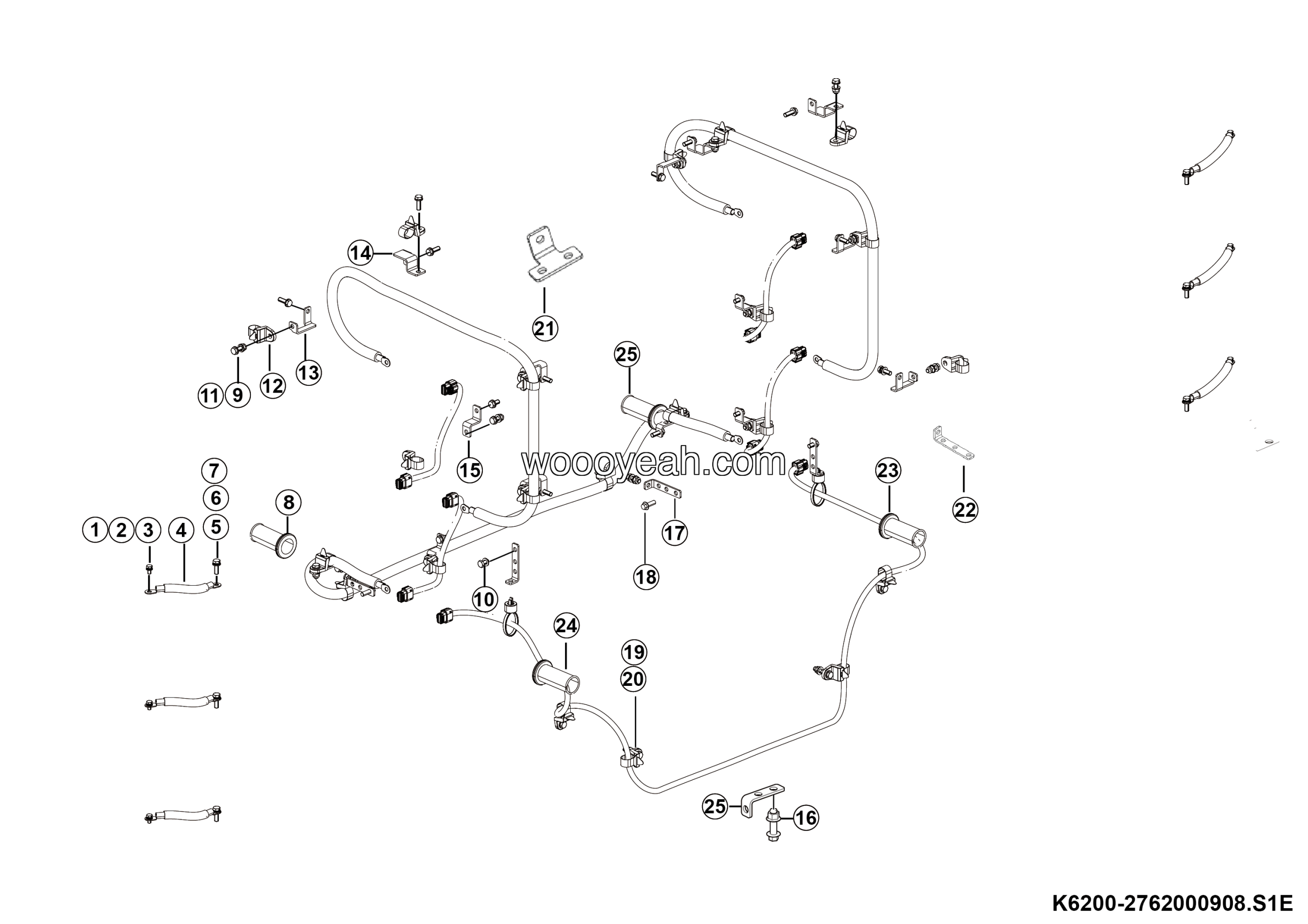 LGMG Mine Truck 2026 - Harness assy between battery boxes - K6200-2762000908.S1E
