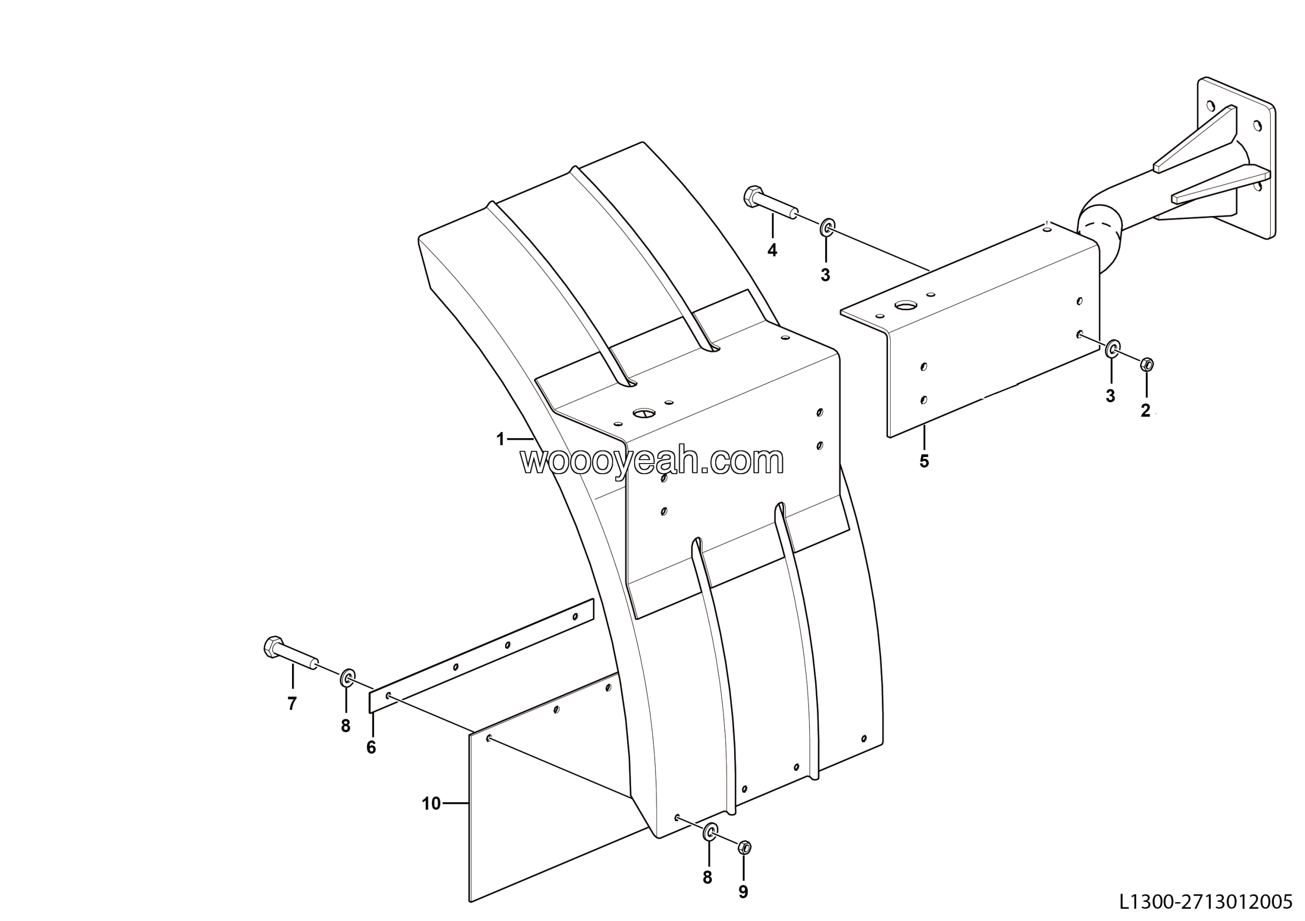 LGMG MT50 Mine Truck - Left mudguard assy - L1300-2713012005