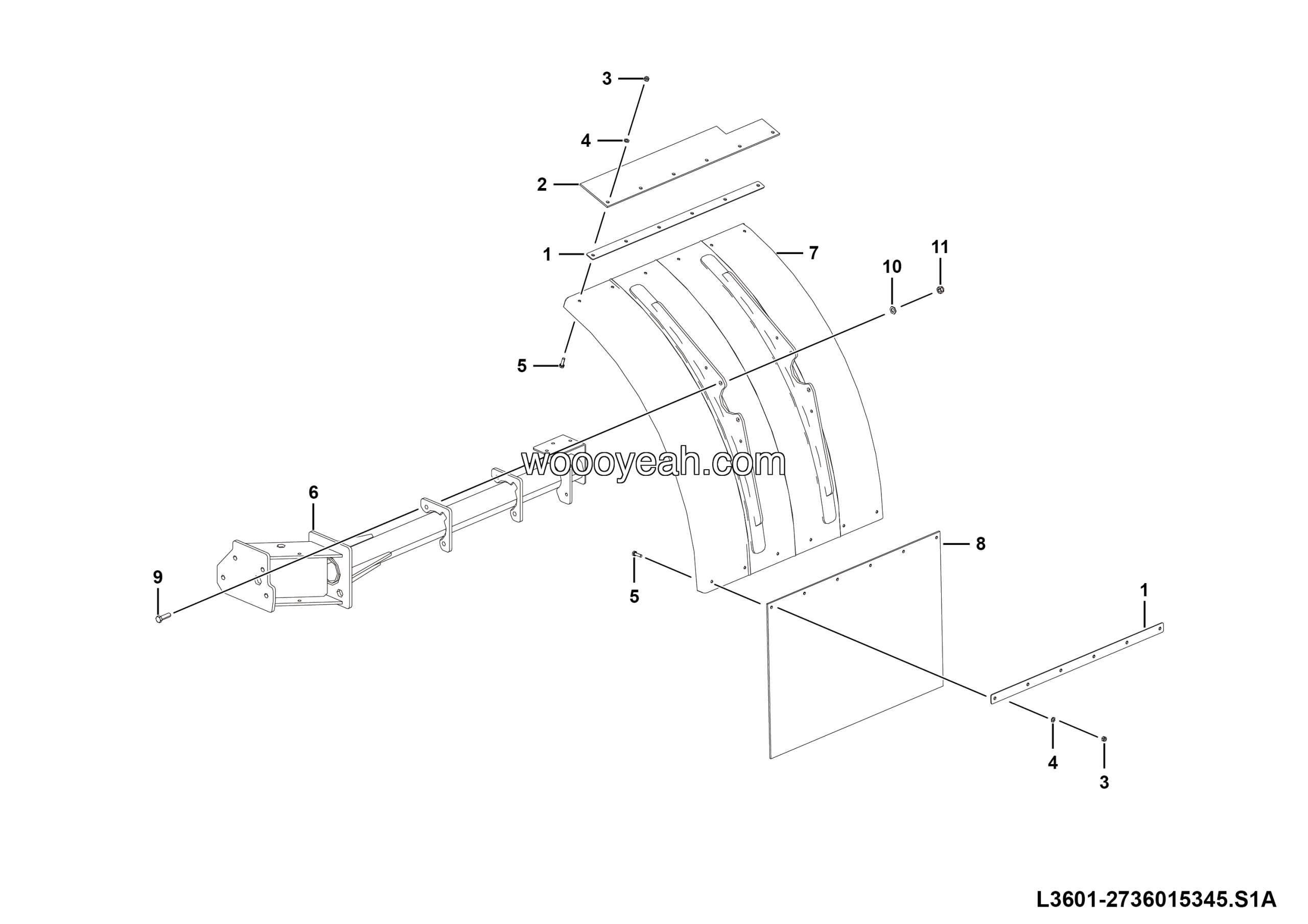 LGMG Off-Highway Dump Truck 2023 - Mudguard tile assy(RH) - L3601-2736015345.S1A