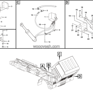 LGMG MS25 Mine Truck - Cab fliping hydraulic assy - L4100-2741010056