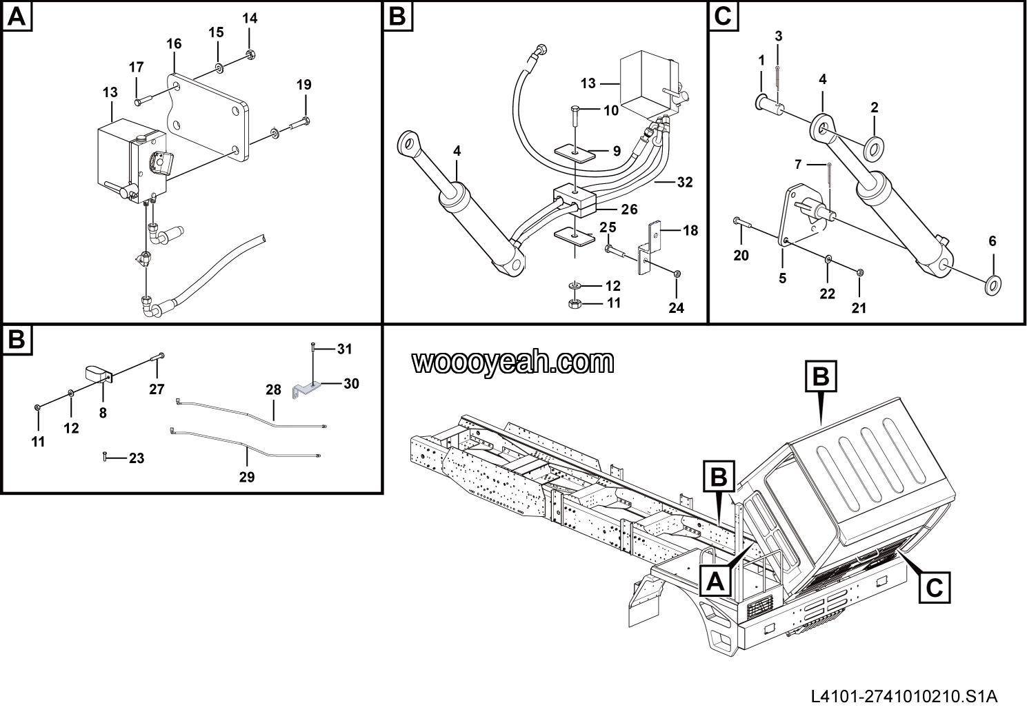 LGMG Off-Highway Dump Truck 2022 - Cab fliping hydraulic assy - L4101-2741010210.S1A
