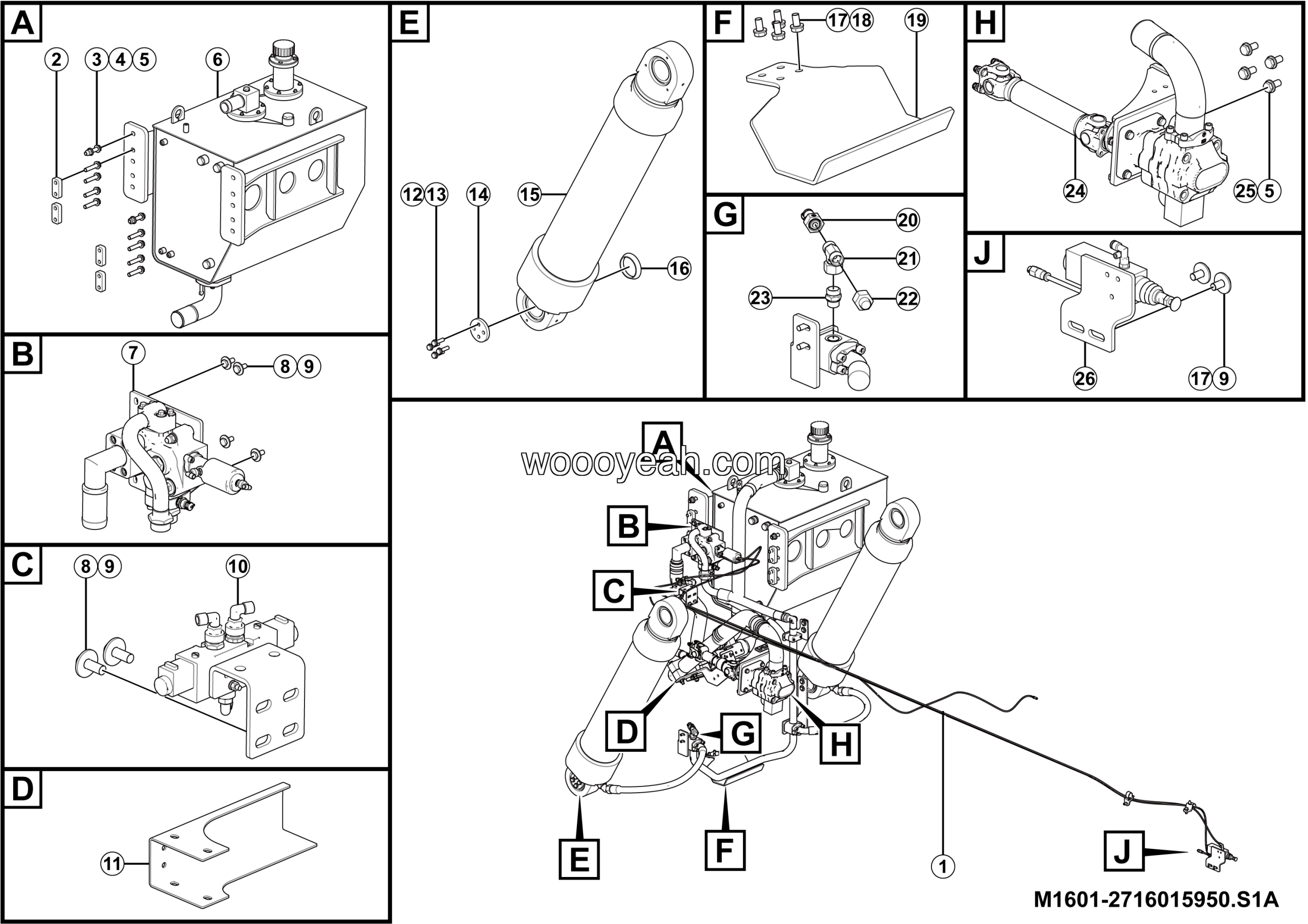 LGMG Mine Truck 2026 - Hyd hoist assy - M1601-2716015950.S1A